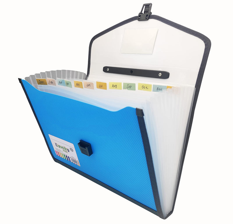 [Australia - AusPower] - Expanding File Folder with Labels, 13 Pocket Accordion File Folder Document Organizer Expanding Zip File Folder , Letter A4 Paper Document Accordion Folder,1 Pack Blue 