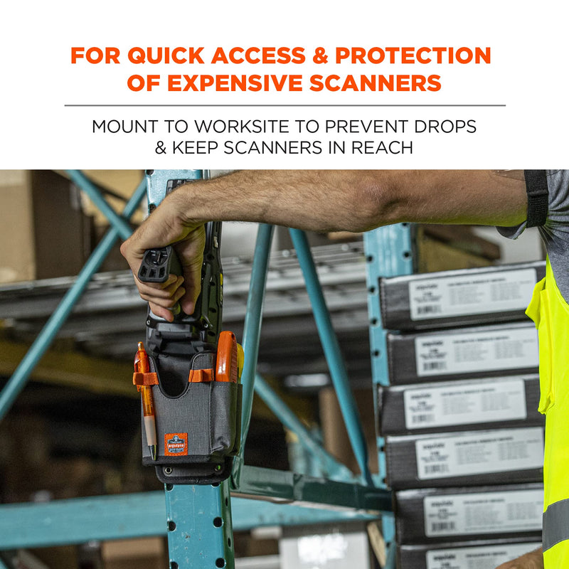 [Australia - AusPower] - Ergodyne Squids 5543 Barcode Scanner Holder Equipment Mount for Gun Grip Mobile Computers, Handheld Bar Code Scanners, Fastener Straps to Attach to Forklift Small 