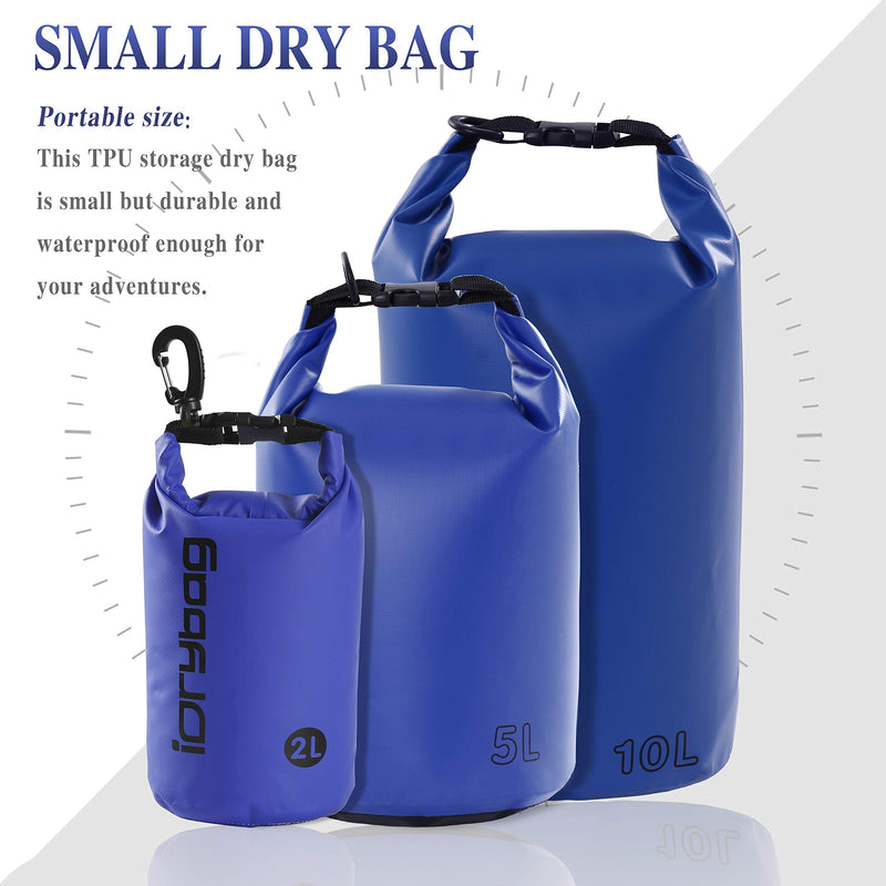 [Australia - AusPower] - IDRYBAG Dry Bag Waterproof Floating, PVC Waterproof Bag Roll Top, 2L Dry Bag Kayak Storage for Kayaking, Boating, Rafting, Swimming, Hiking, Camping, Travel, Beach Blue 