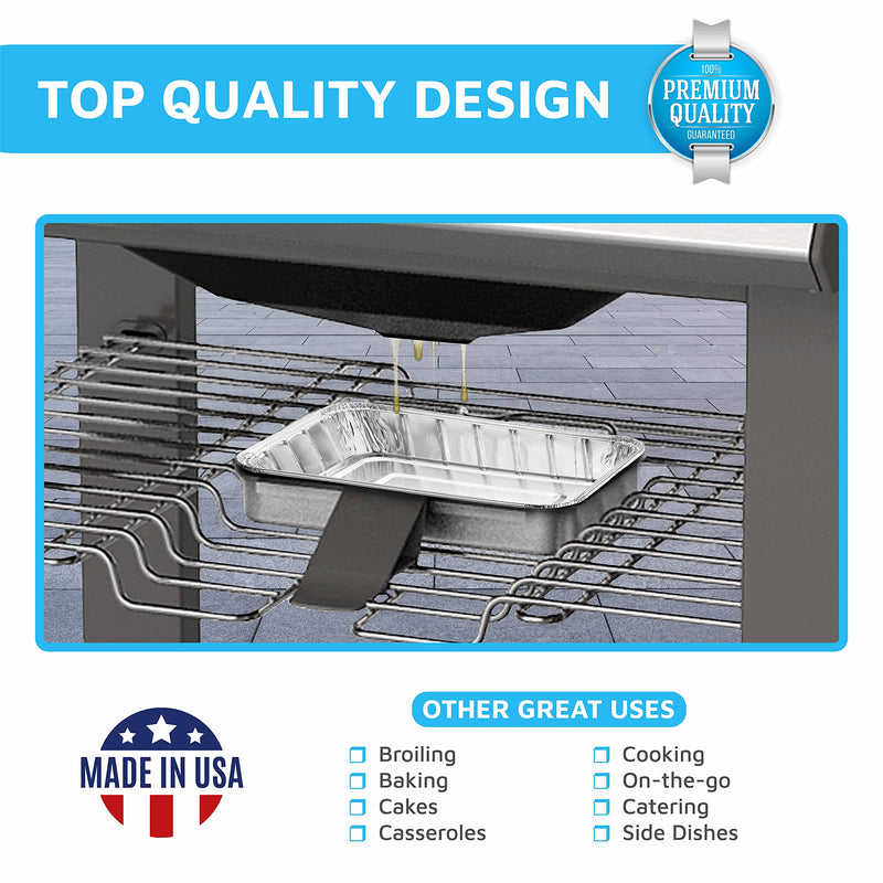 [Australia - AusPower] - Aluminum Foil Grill Drip Pans - Bulk Pack of Durable Grill Trays – Disposable BBQ Grease Pans – Compatible with Weber Grills - Made in the USA - Also Great for Baking, Roasting & Cooking (Pack of 25) 