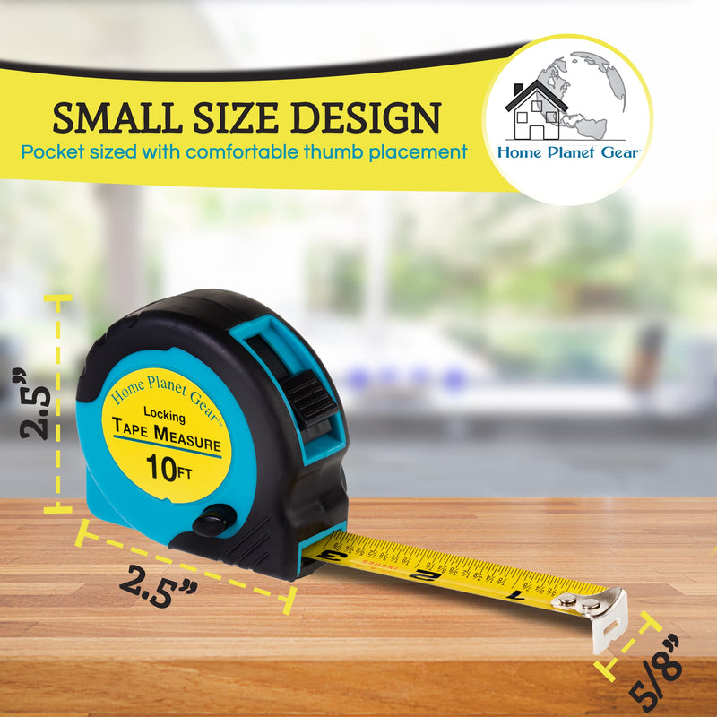 [Australia - AusPower] - Home Planet Gear - 10ft Tape Measure with Fractions - Measurement Tape 3 Pack of Small Measuring Tape Retractable - Mini Measuring Tape Small Tape Measure - Where's My Tape Measure? Blue 