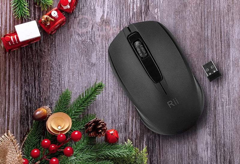 [Australia - AusPower] - Rii Wireless Mouse 1000 DPI for PC, Laptop, Windows,Office Included Wireless USB dongle (Black) Black 