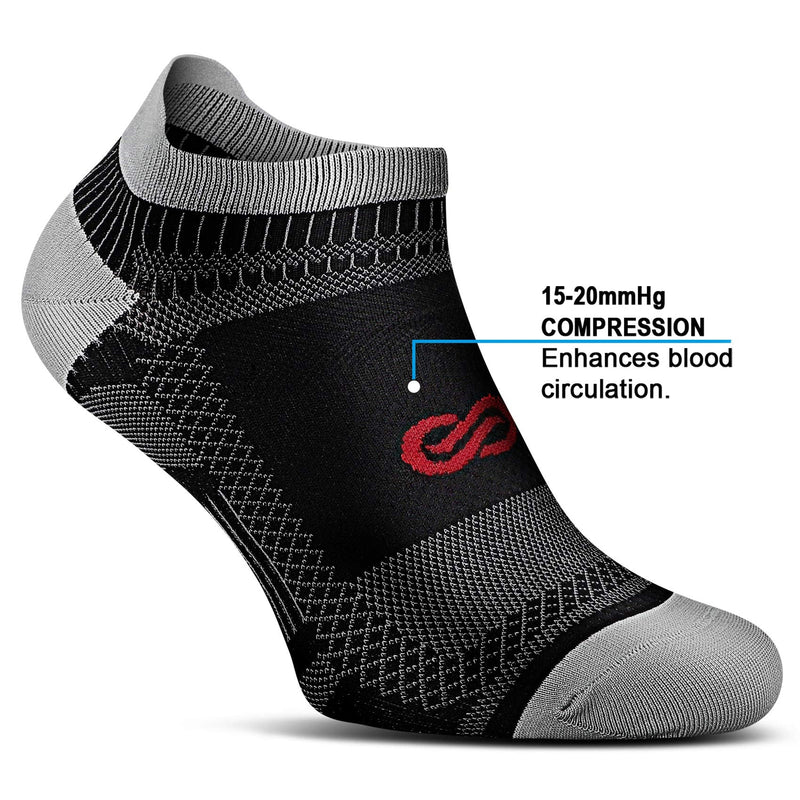 [Australia - AusPower] - PAPLUS Ankle Compression Sock for Men and Women 2/4/6 Pairs, Low Cut Compression Running Sock with Ankle Support Black (6 Pairs) Small-Medium 