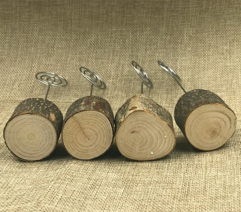 [Australia - AusPower] - senover Rustic Real Wood Base Wedding Table Name Number Holder Party Decoration Card Holders Picture Memo Note Photo Clip Holder (10pcs Table Numbers) 