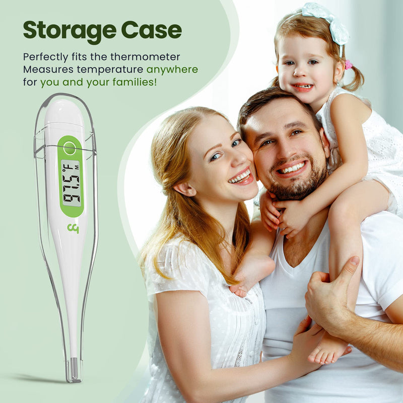 [Australia - AusPower] - Thermometer for Adults, Oral Thermometer for Fever, Medical Thermometer with Fever Alert, Memory Recall, C/F Switchable, Rectum Armpit Reading Thermometer for Baby Kids and Adults Green/white 