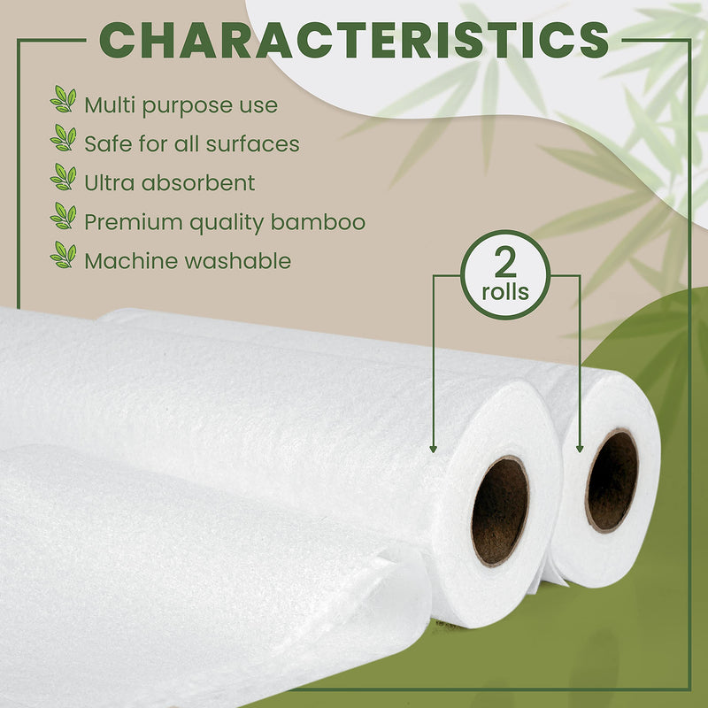 [Australia - AusPower] - Bamboo Paper Towels Rolls | Reusable Paper Towels | ECO FRIENDLY Products for Home Cleaning | Washable Regular Kitchen Paper Towels (40 Sheets) 