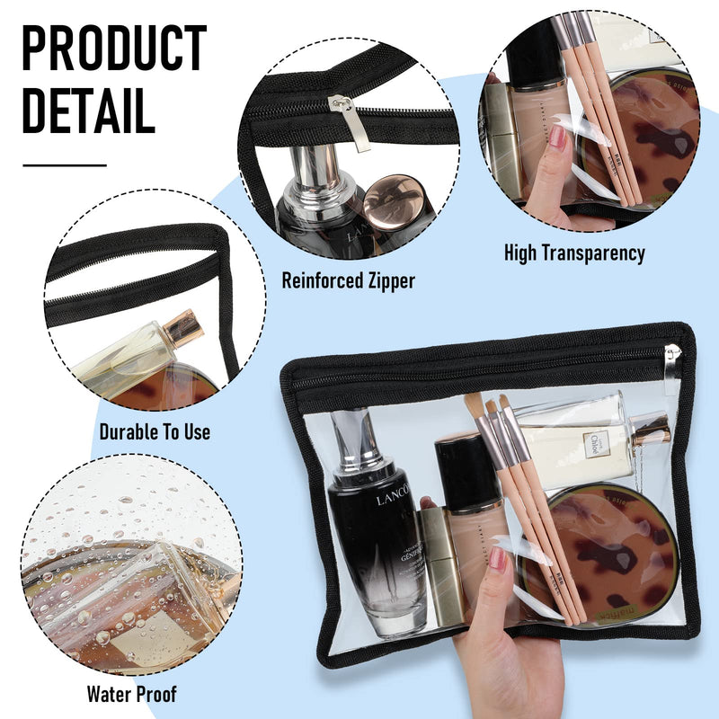 [Australia - AusPower] - 8 Pieces Clear Zipper Pouches PVC Waterproof Pouch Multi-purpose Zippered Pouches Zipper Envelopes Folder Storage Pouch Document File Organization Bags, Office Supplies (9.8 x 8 Inches, Black Edging) 9.8 x 8 Inches 