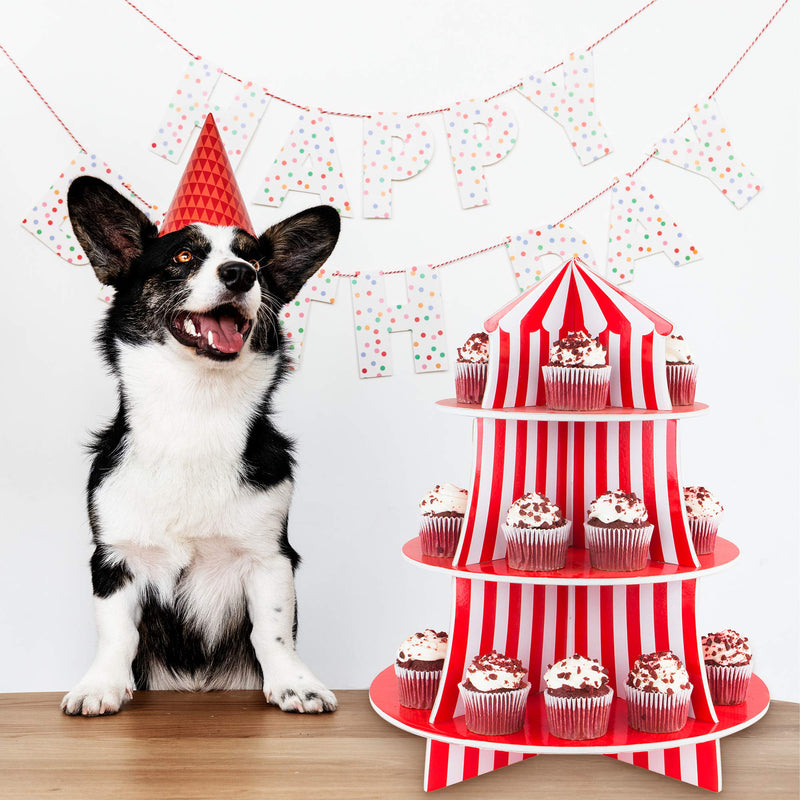 [Australia - AusPower] - 3 Tier Cupcake Foam Stand with Circus Carnival Tent Design for Desserts, Birthdays, Decorations 
