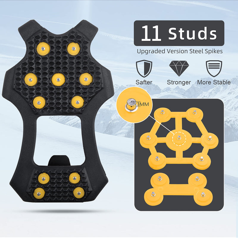 [Australia - AusPower] - Ice Snow Cleats for Shoes and Boots,Walk Traction Cleats Crampons Anti Slip 11 Studs Ice Snow Grippers Over Shoe for Men Women Walking on Snow Ice Medium(5.5-8.5 men/7-10 women) 