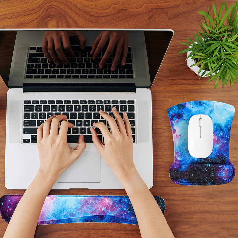 [Australia - AusPower] - RICHEN Keyboard Wrist Rest Pad and Mouse Wrist Rest Support Mouse Pad Set,Durable & Comfortable & Lightweight for Easy Typing & Pain Relief-Ergonomic Support (Galaxy) Galaxy 