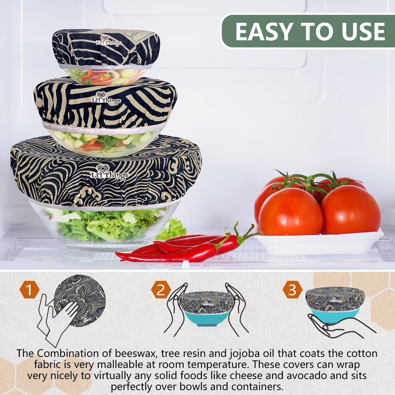 [Australia - AusPower] - Eco-friendly Reusable Beeswax Bowl Covers With elastic Available in 5 sizes and in 5 different themes A Sustainable Alternative to plastic cling wrap and foil. (Japanese Waves) Japanese Waves 