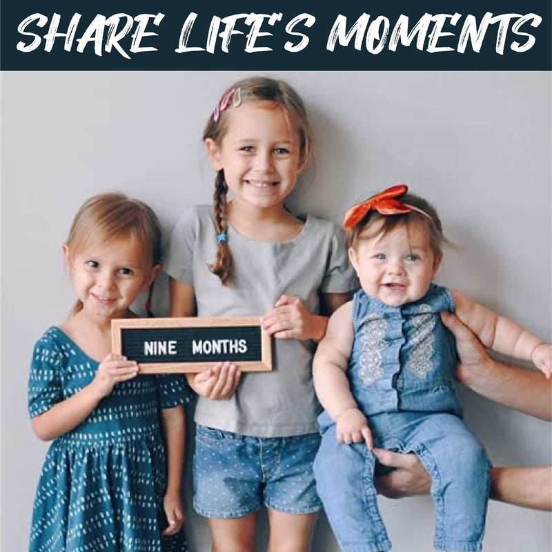 [Australia - AusPower] - Small Felt Letter Board with Letters and Numbers, Message Board W/ Oak Frame, 10 x 3.5 Inches, Changeable Letter Board, Includes 150 3/4 Inch White Plastic Letters for Signs, Black Felt Letter Board 10"x3.5" 