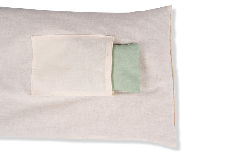 [Australia - AusPower] - Kanjo Aroma Mint Acupressure Pillow - 100% Cotton Linen Pillow with Natural Cork Filling - Aromatherapy Pillow for Back Pain and Neck Pain Relief 