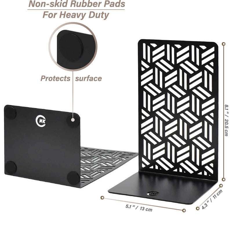 [Australia - AusPower] - CNK Bookends , Premium Book Ends for Book Shelves, Metal Book Ends for Home Office Heavy Books, Book Shelf Holder, Home Decorative, Book Stoppers, Book Holder, Set of 2 Black Hexagon Bookends… 