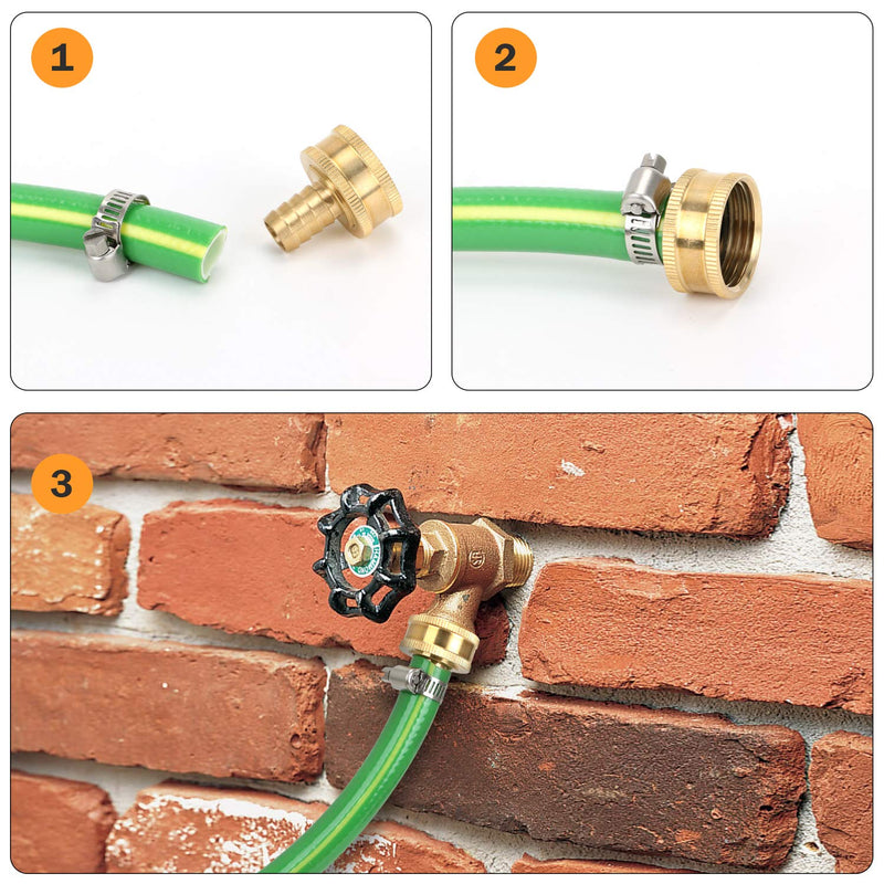 [Australia - AusPower] - STYDDI Garden Hose Repair Kit, Solid Brass Water Hose Mender Female and Male Hose Connector with Clamps, Fit Standard 1/2" Rubber Garden Hose, 4 Set For 1/2" Rubber Garden Hose 