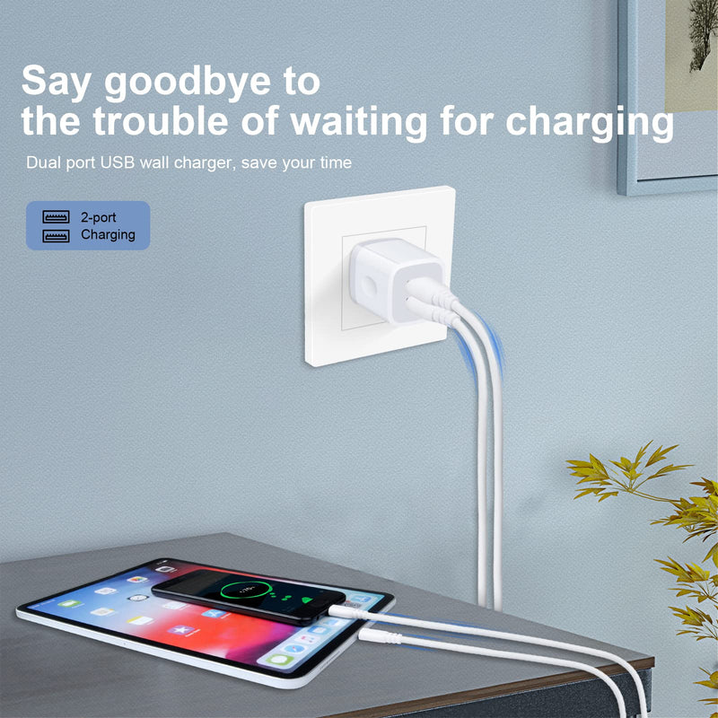 [Australia - AusPower] - USB Wall Charger, Charging Cube, Sicodo 3Pack Dual Port Charging Block Plug in Cell Phone Charger Box Brick USB Power Adapter for iPhone 13 12 SE 11 X XR XS 8, Samsung Galaxy S21 S20 10,Google,LG,Moto 3Pack-White 