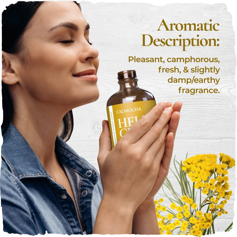 [Australia - AusPower] - Calmoura Helichrysum Essential Oil Therapeutic Grade (4 oz | 118 ml) — Pure Helichrysum Essential Oil Organic for Skin — Premium Undiluted Pure Essential Oil Helichrysum Italicum Diffuser Aromatherapy, Skin Care, Massage, Relaxing & Soothing Oil 