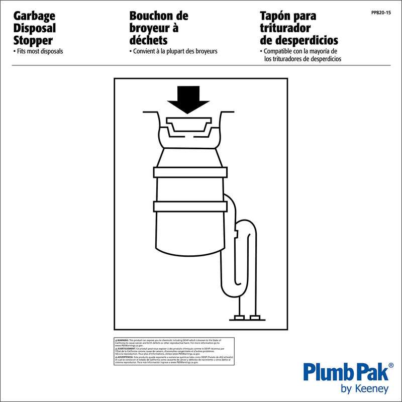 [Australia - AusPower] - Keeney PP820-15 Rubber Stopper for Garbage Disposal, White 