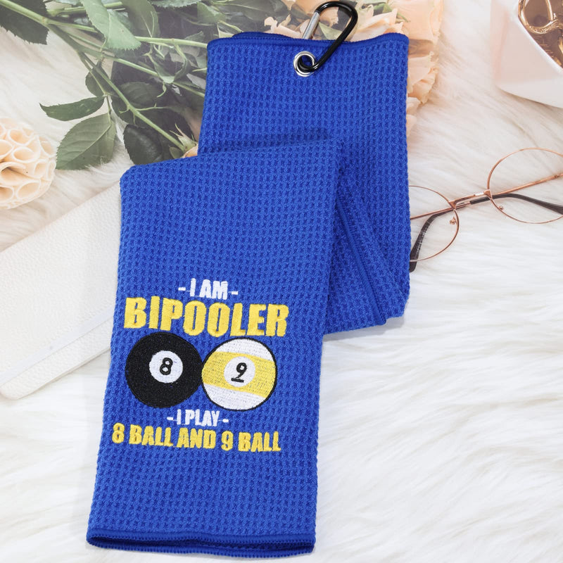 [Australia - AusPower] - MEIKIUP Billiards Billiard Cue Towel 8-Ball Pool Cue Clean Towel Billiard Pool Player Gift Embroidered Billiards Towel I Am A Bipooler I Play 8 Ball and 9 Ball (Play 8 Ball and 9 Ball) 