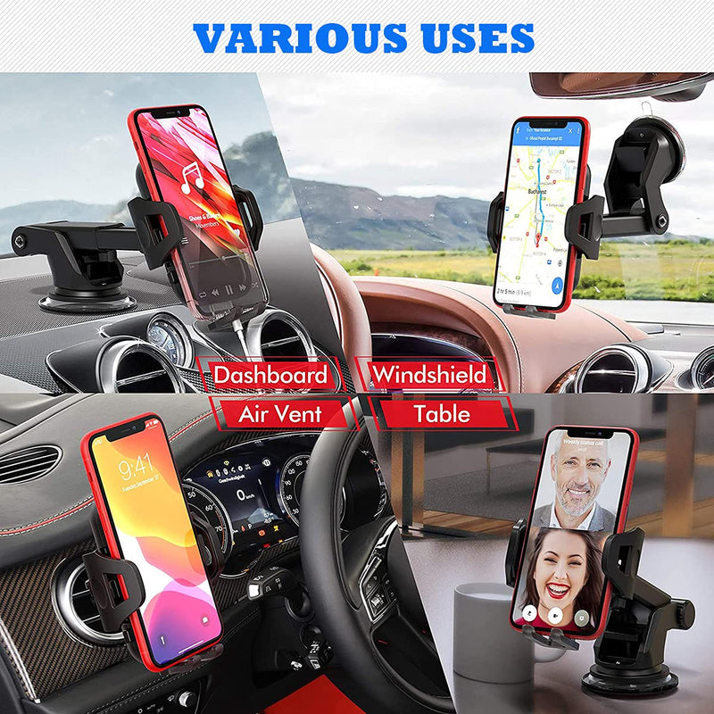 [Australia - AusPower] - Phone Holder for Car, 3-in-1 Universal Car Phone Mount, Adjustable Dashboard Windshield Air Vent Car Phone Holder 