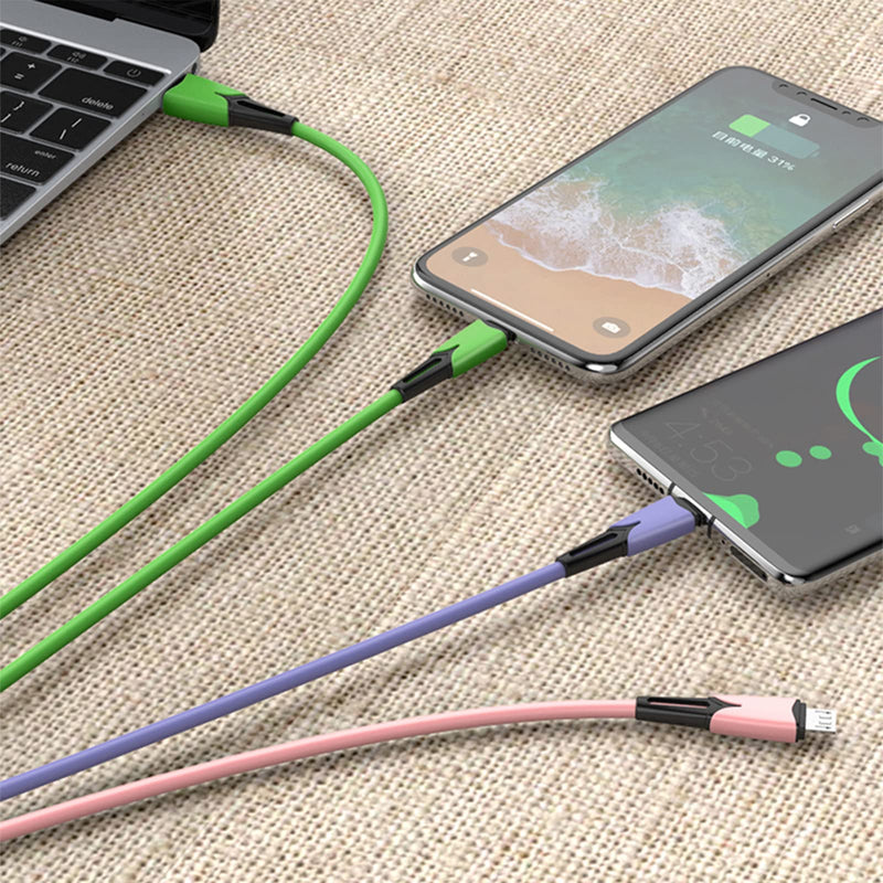 [Australia - AusPower] - Phone USB Charger Cable, 4ft Multi Charging Cable Nylon Braided Multiple USB Cable Universal 3 in 1 Charging Cord Adapter with Type-C, Micro USB Port Connectors for Cell Phones and More (Multicolored) Multicolored 