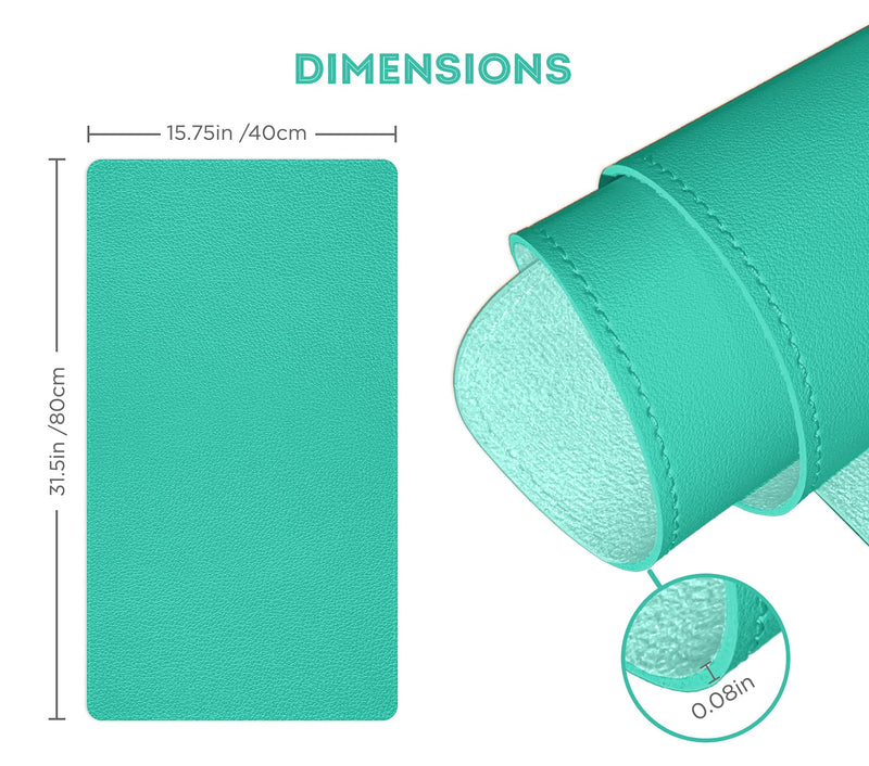 [Australia - AusPower] - Leather Desk Pad & Blotter, Nonslip PU Suede Base, Large Writing, Full Desk Coverage Mouse & Gaming Pad, Table Protector, Office Accessory, Water-Resistant and Multifunctional (Turquoise) 