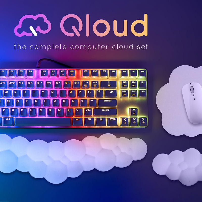 [Australia - AusPower] - Qloud Cloud Wrist Rest – Cloud Palm Rest Keyboard Rest – Desk Cloud Wrist Pad – Keyboard Wrist Rest for Computer Keyboard Gaming Setup – Gaming Wrist Rest - Cloud Arm Rest Keyboard Wrist Pad White Cloud White 
