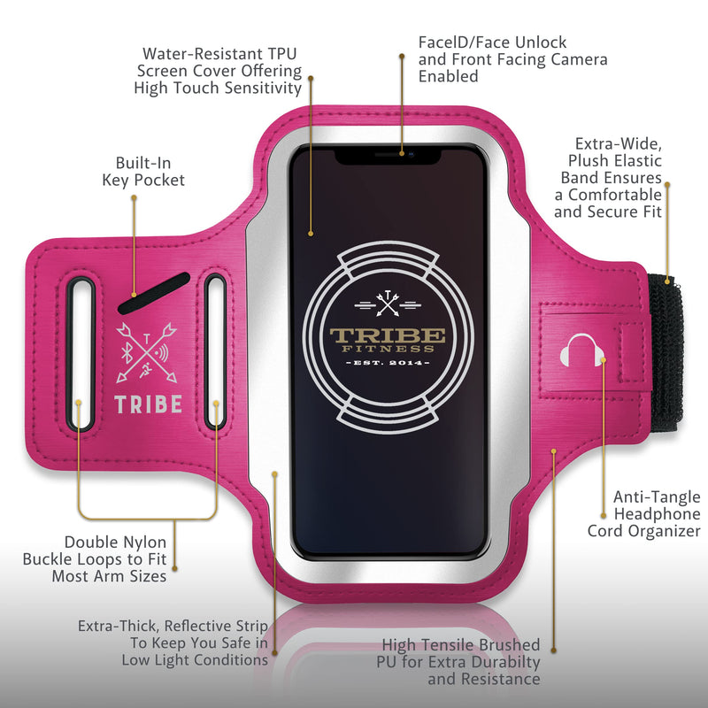 [Australia - AusPower] - TRIBE Running Phone Holder Armband. iPhone & Galaxy Cell Phone Sports Arm Bands for Women, Men, Runners, Jogging, Walking, Exercise & Gym Workout. Fits All Smartphones. Adjustable Strap, CC/Key Pocket L: iPhone+/Pro Max/XR/XS Max/Galaxy+/Ultra/Note 