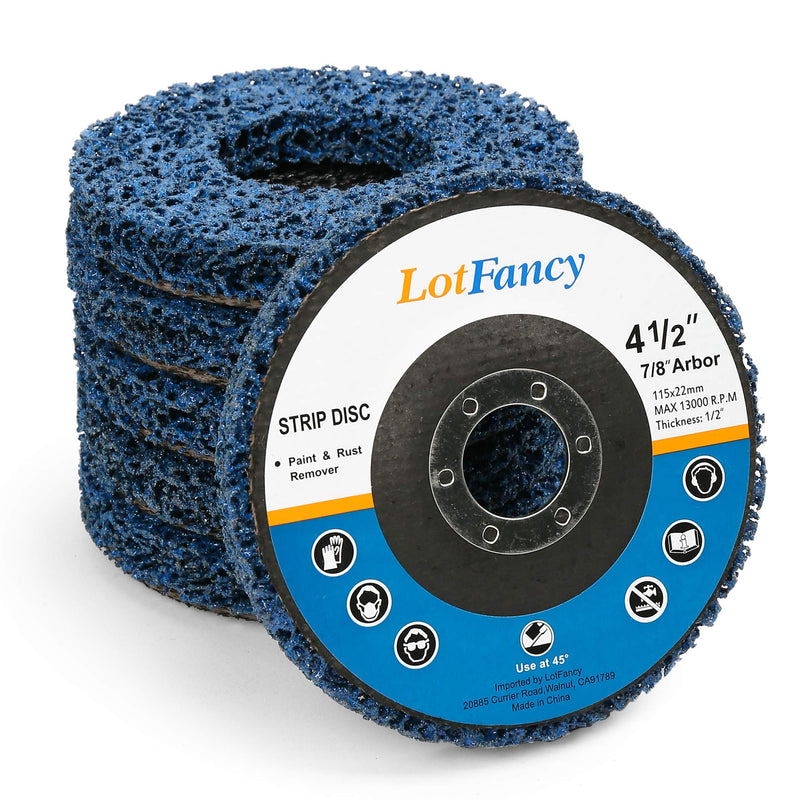 [Australia - AusPower] - LotFancy Stripping Disc, 6PCS 4 1/2” x 7/8” Quick Easy Strip and Clean Discs, Paint and Rust Remover Stripper for Angle Grinder, Silicon Carbide Abrasive Wheel for Wood Metal Fiberglass, Blue 