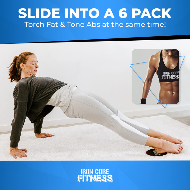 [Australia - AusPower] - Iron Core Fitness 2 x Dual Sided Gliding Discs Core Sliders Ultimate Core Ab Fitness Trainer. Gym, Home Abdominal & Total Body Workout Equipment for use on All Surfaces. Aqua Blue 