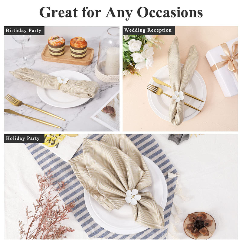 [Australia - AusPower] - Lewondr Napkin Rings, Set of 6 Flowers Napkin Ring Holders Dinner Tables Rings Elegant Ornament Table Setting Decoration for Wedding, Christmas, Thanksgiving, Holiday, Party, White 