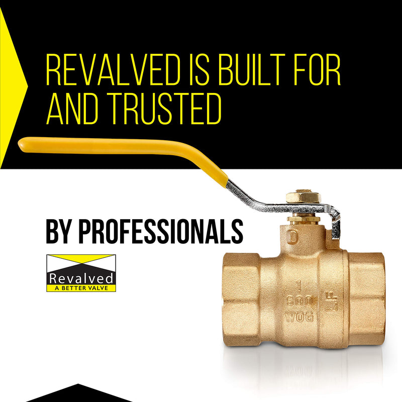 [Australia - AusPower] - REVALVED Full Port 1/2 in. Brass Ball Valve – Lead-Free Brass Valve, Female Threaded NPT Connector – Max Pressure, 150 PSI WSP / 600 PSI WOG - 0.50 inch, 1 Pack 0.5 Inch 