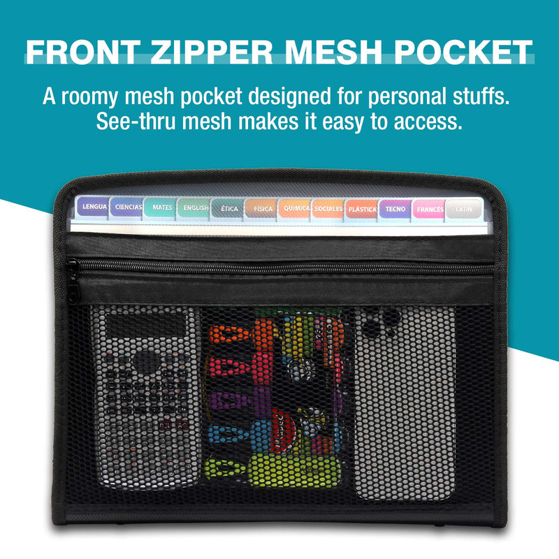 H4D Zippered Accordian File Organizer, 13 Pocket Expanding File Folder ...