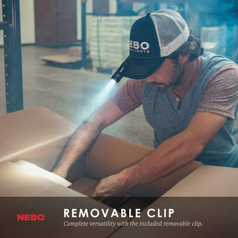 [Australia - AusPower] - NEBO 1000-Lumen Pocket Sized Flashlight: 4 Light Modes Plus Turbo Mode; Water and Impact Resistant; Power Memory Recall; Rechargeable Battery and MagDock Cable Included - 6878, Black 