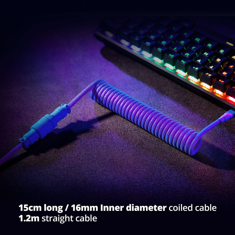 [Australia - AusPower] - GunMjo Pro Custom Coiled USB C Cable for Gaming Keyboard, Double-Sleeved Mechanical Keyboard Cable with Detachable Metal Aviator, 1.5M USB-C to USB-A, Nebula Color 