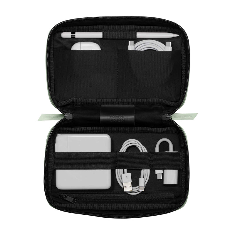 [Australia - AusPower] - Native Union Stow Organizer – Premium Travel Tech Kit Crafted with Durable Canvas – Keep Essentials Organized with Flexible Storage & Quick-Access Pocket for Cables, Chargers, SIM Cards & More (Sage) Sage 