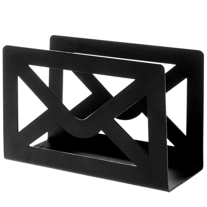 [Australia - AusPower] - MyGift Desk Mail Sorter Holder Modern Cutout Envelope Design Black Metal Home and Office Desktop Letter Organizer 