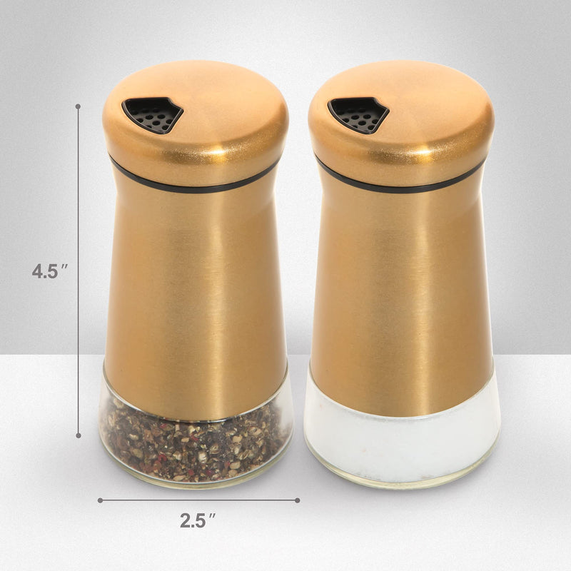 [Australia - AusPower] - bonris Copper Stainless Steel Salt and Pepper Shakers,Clear Bottom Jar Bottle Container with Stainless Steel Top,with Adjustable Pouring Hole Copper plating Double 