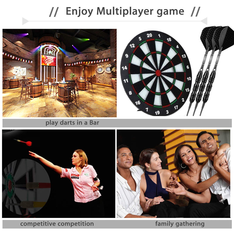 [Australia - AusPower] - sanfeng Professional Soft Tip Darts Set 20 Grams - 50 Rubber O-Rings + 30 Darts Plastic Tip + Aluminum Shafts + 6 Standard Flights + Portable Case for Electronic Dart Board BLACK 