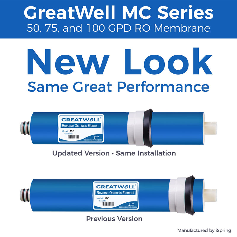 [Australia - AusPower] - iSpring Greatwell Reverse Osmosis Membrane 100 GPD 11.75” X 1.75”, Replacement Fits Standard Under Sink RO Drinking Water Filtration System, MC1 