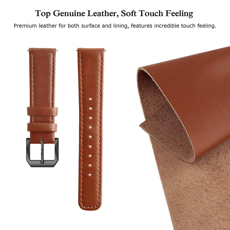 [Australia - AusPower] - SWEES Leather Band Compatible for Samsung Galaxy Watch 3 41mm / Galaxy Watch Active 40mm / Active 2 44mm / Galaxy Watch 42mm, 20mm Genuine Leather Slim Replacement Bands for Women Men, Cognac Brown 5.5" - 7.6" 