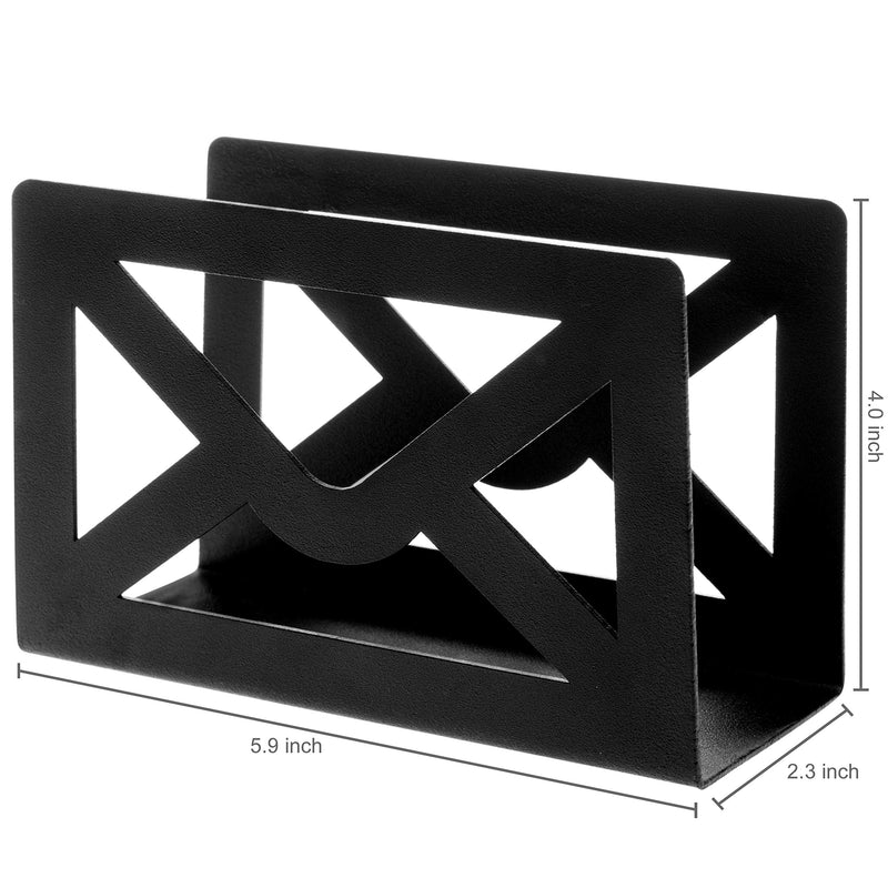 [Australia - AusPower] - MyGift Desk Mail Sorter Holder Modern Cutout Envelope Design Black Metal Home and Office Desktop Letter Organizer 