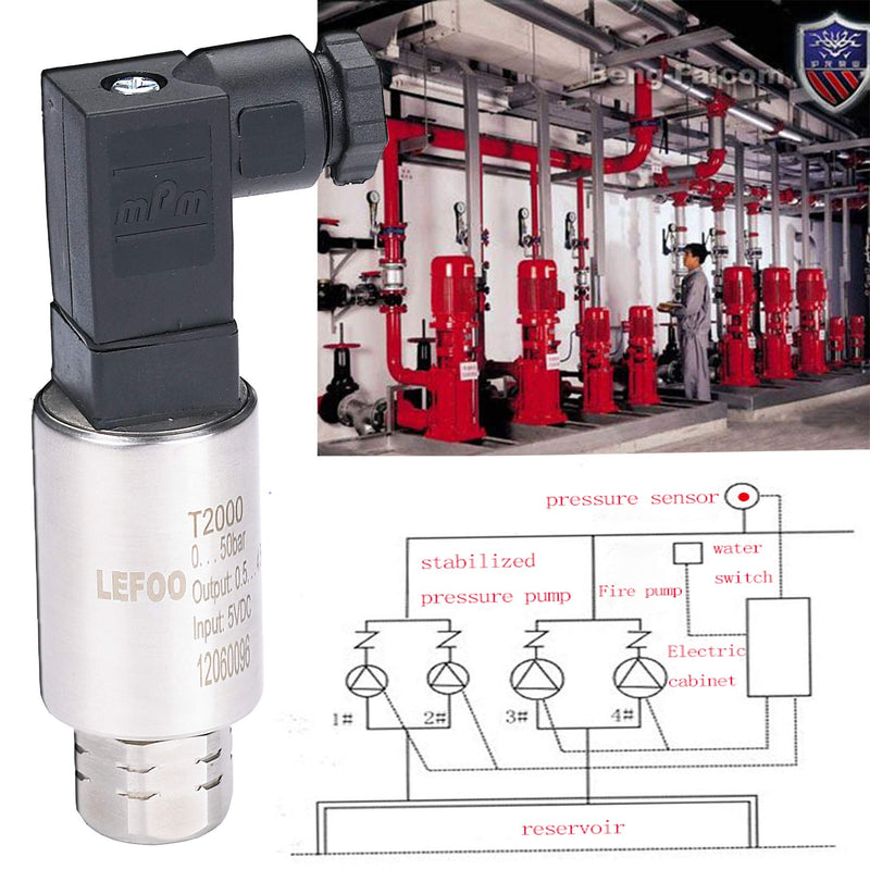 [Australia - AusPower] - LEFOO T2000 4-20mA Output 1% Accuracy Water Pressure Transmitter,10-30VDC Hersman Pressure Transducer Air Compressor Pressure Sensor with G1/4 Connection（0-100PSI）for Gas Water Oil 