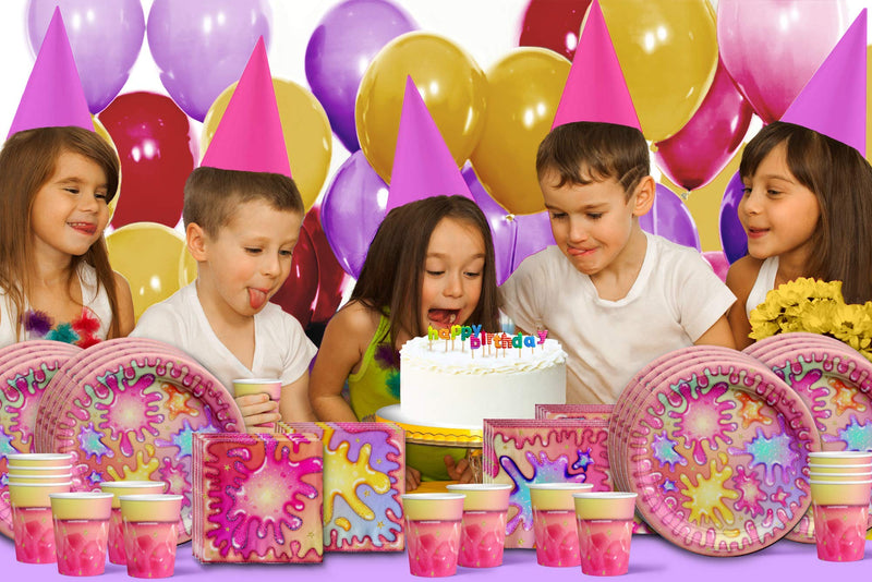 [Australia - AusPower] - Girl Glitter Slime Making Birthday Party Supplies Set Plates Napkins Cups Tableware Kit for 16 