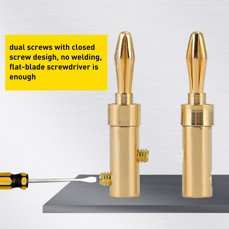[Australia - AusPower] - Kfulid Gold Plated Banana Plug,Dual Closed Screw Type Speaker Connector for Speaker Wire, Receiver/Surround Sound System,Amplifiers,Speakers,Sub-woofer Cable and Audio Gear. 