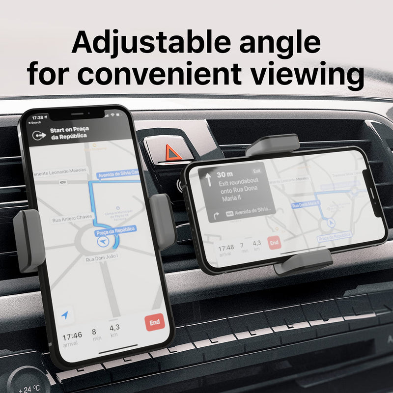[Australia - AusPower] - BesTrix Phone Vent Holder Cell Phone Mount Holder for Car with Double Clamp Grip, Compact & Durable for iPhone, Galaxy and All Smartphones Up to 6.5" Grey 