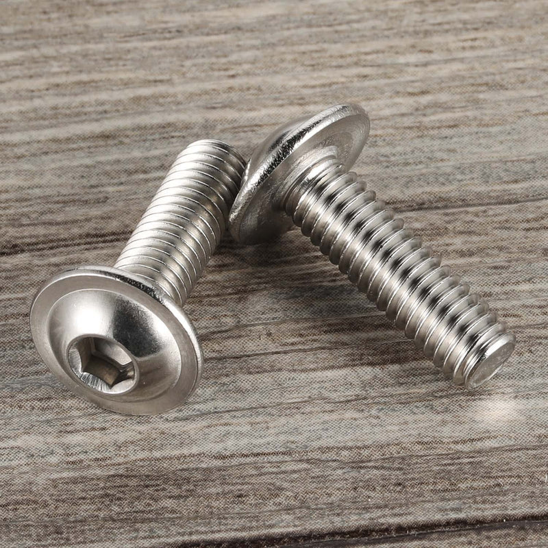 [Australia - AusPower] - M6-1.0 x 12mm Flanged Button Head Socket Cap Screw Bolts, 304 Stainless Steel 18-8, Allen Socket Drive, Bright Finish, Fully Machine Threaded, Pack of 25 M6-1.0 × 12MM (25 PCS) 