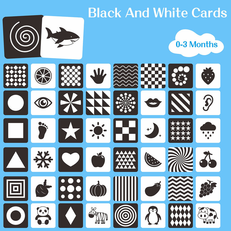 [Australia - AusPower] - 50 Pages Visual Stimulation Flashcards, 25 PCS Black and White Baby Visual Stimulus Cards Sensory Developmental Black White Card Set for Newborn Baby 0-3 Months (5.5” X 5.5”) 