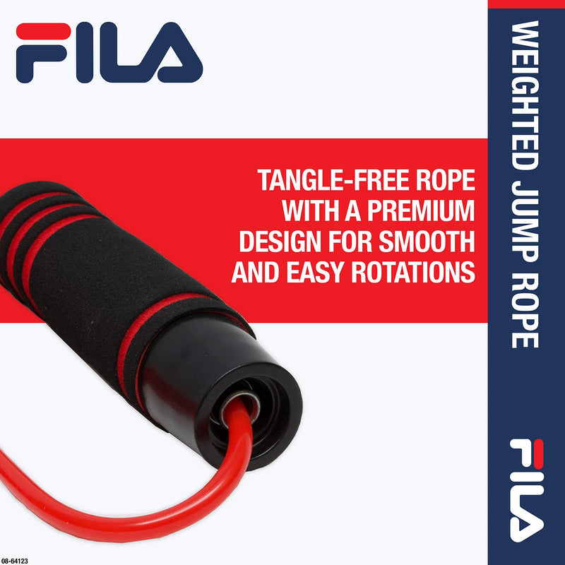 [Australia - AusPower] - FILA Accessories Weighted Jump Rope 9ft Heavy Rope Skipping for Exercise - Foam Grip Weighted Handles (0.5lbs Each), Adjustable Tangle Free Jumping Rope Grey 