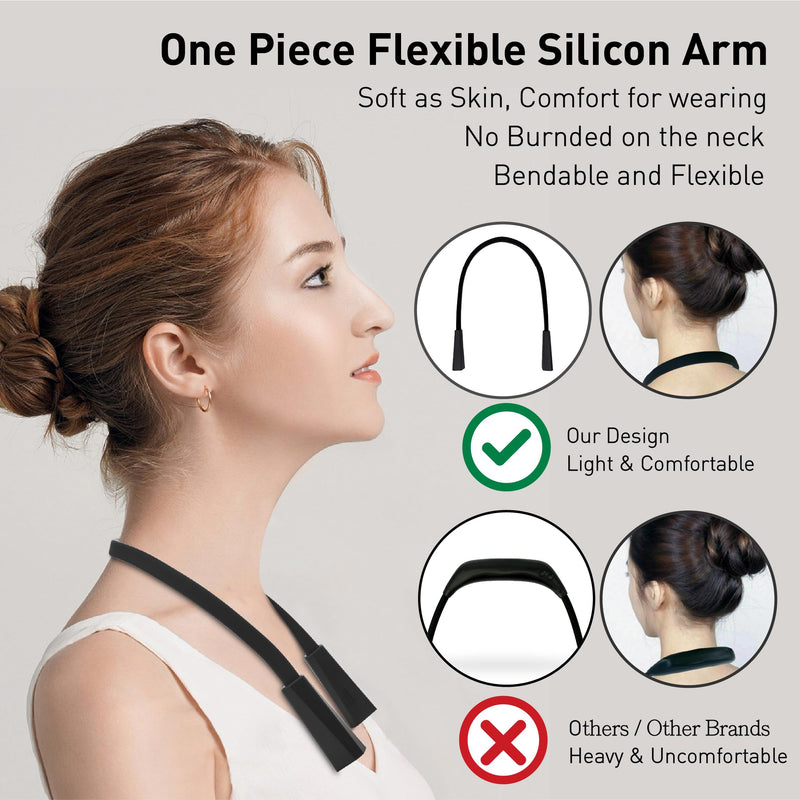 [Australia - AusPower] - RADIXIUM Black LED Neck Reading Light, Multifuntion Book Light for Reading in Bed and Camping, 4 Brightness Levels, Bendable Arms, Rechargeable, Long Lasting, Comfortable & Lightweight, Soft as Skin 
